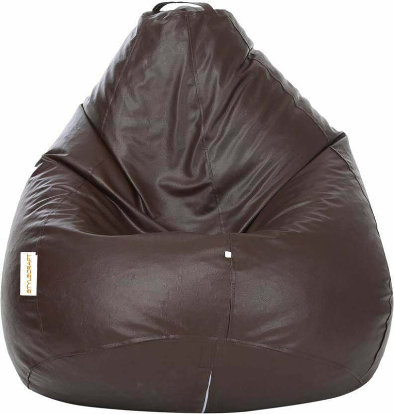 BRN-BBB-1.jpg Stylecraft Brown Bean Bag Chair With Beans - Image 1