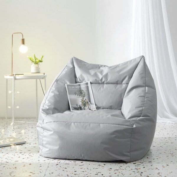 Stylecraft Structured Grey Bean Bag Chair With Beans